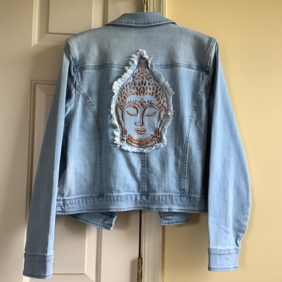 G.I.L.I. Denim Buddha Jacket Light Wash SZ 14 - Picture 2 of 16